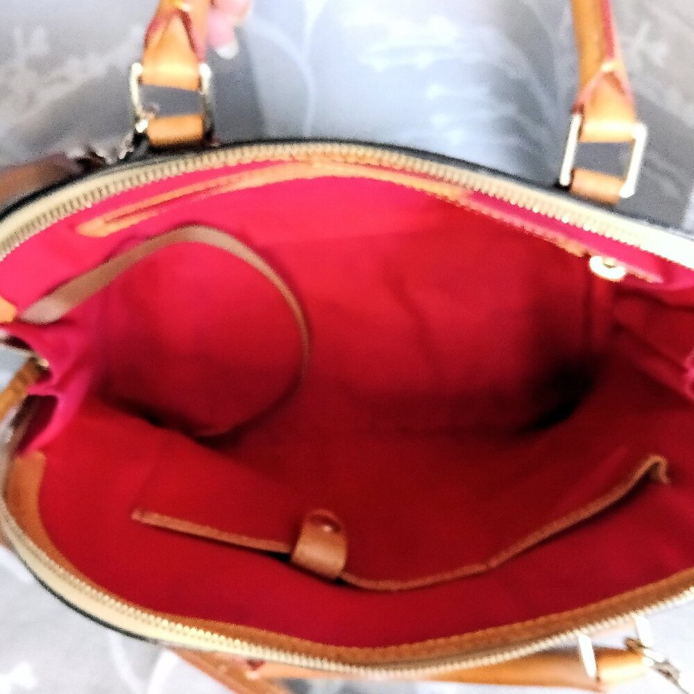 Dooney & Bourke Black and Tan Patent Leather Satchel - Picture 6 of 15